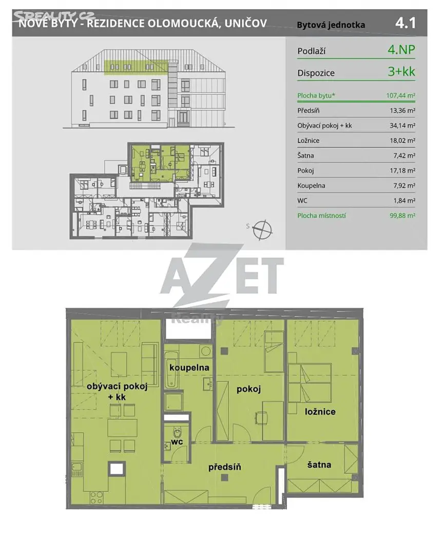 Prodej bytu 3+kk 100 m² (Podkrovní), Olomoucká, Uničov