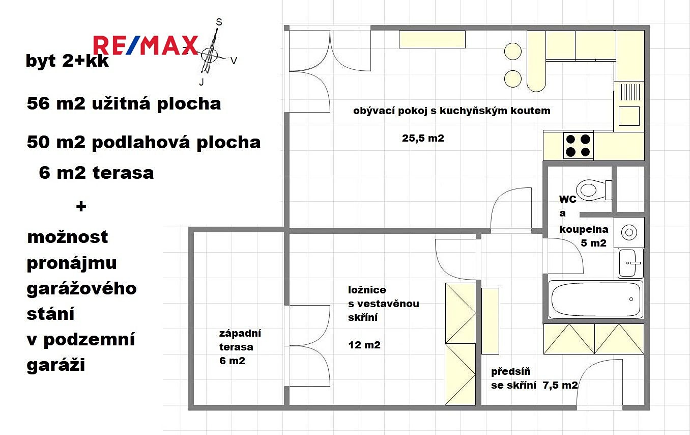 Pronájem bytu 2+kk 56 m², Praha 5 - Řeporyje