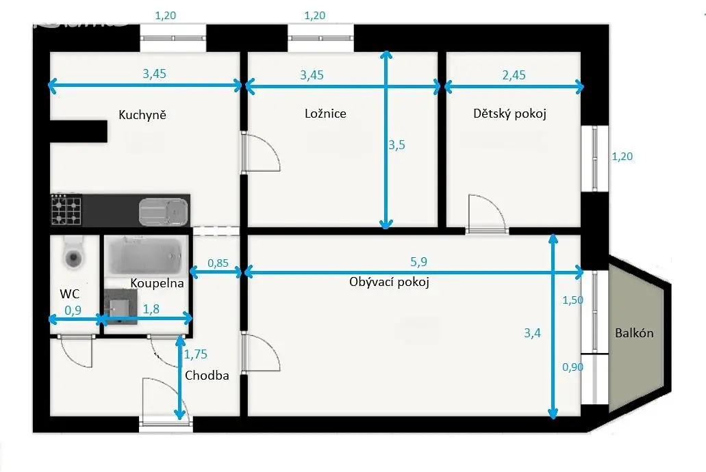 Prodej bytu 3+1 64 m², Táboritská, Třeboň - Třeboň II