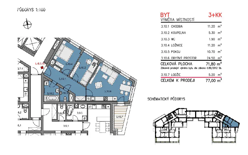 Prodej bytu 3+kk 65 m², Brno - Dolní Heršpice, okres Brno-město