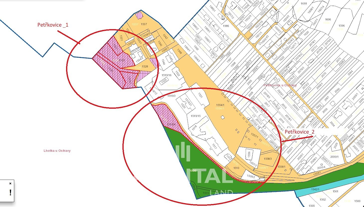 Prodej  pozemku 4 131 m², Vzdálená, Ostrava - Petřkovice