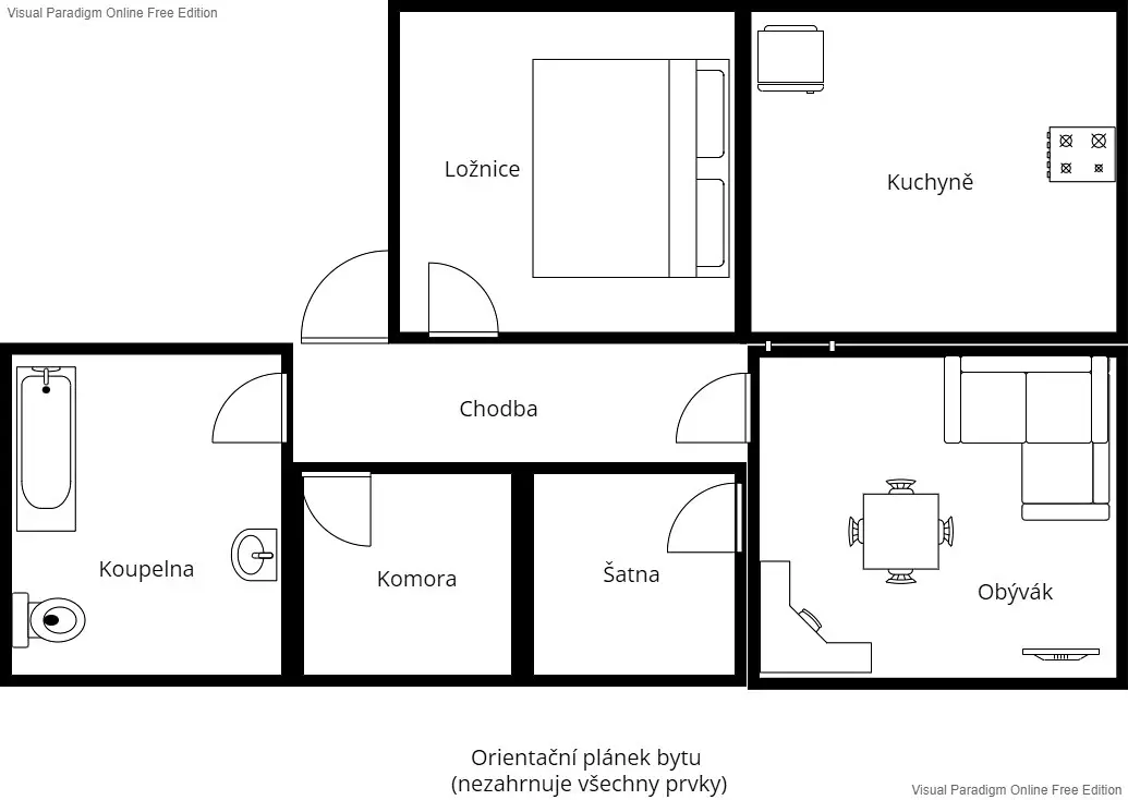Pronájem bytu 2+1 62 m² (Podkrovní), Sídlištní, Praha 6 - Lysolaje