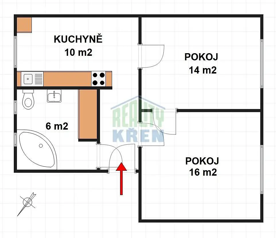 Pronájem bytu 2+1 50 m², V Sedlci, Praha 6 - Sedlec