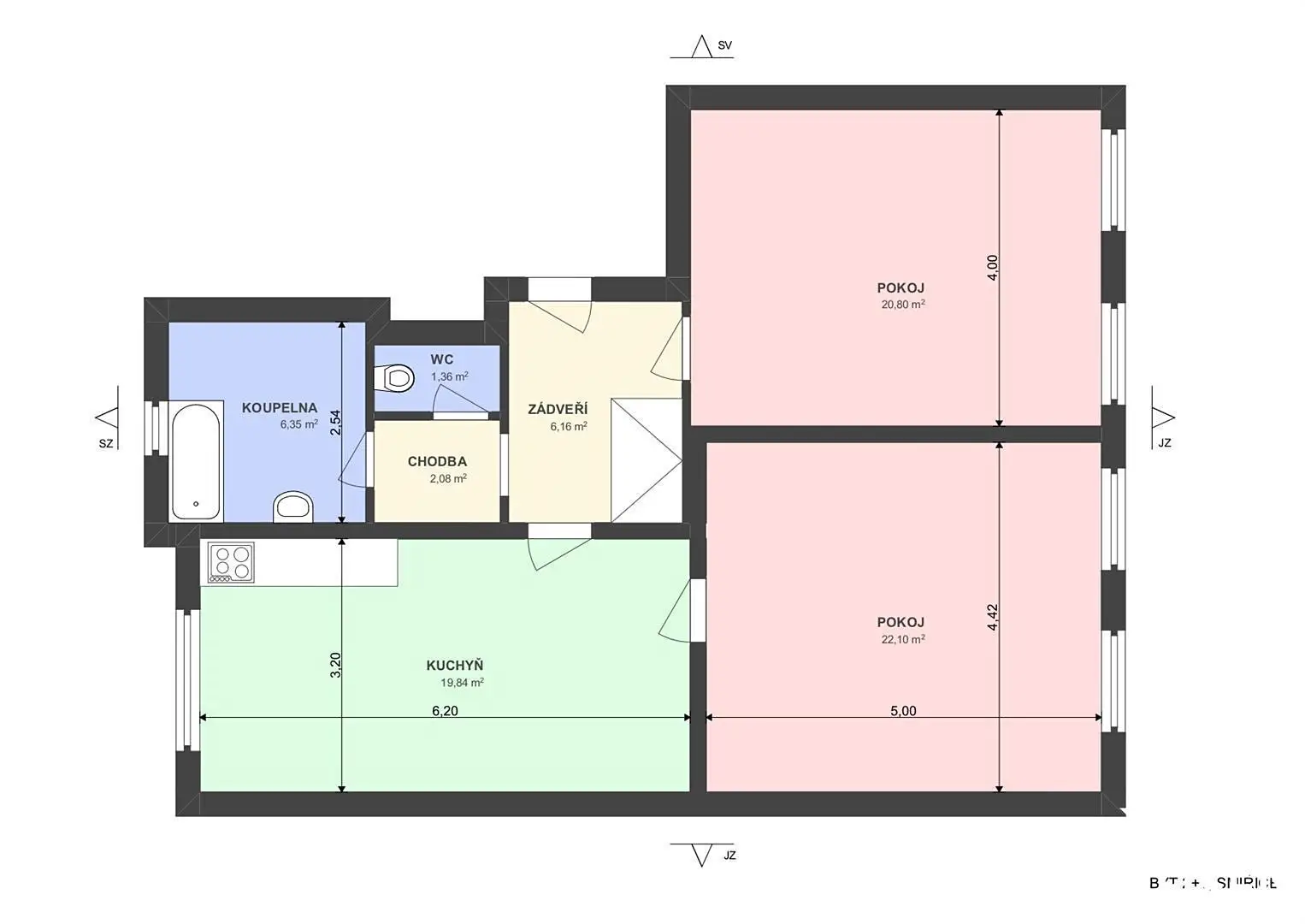 Prodej bytu 2+1 79 m², Nádražní, Smiřice