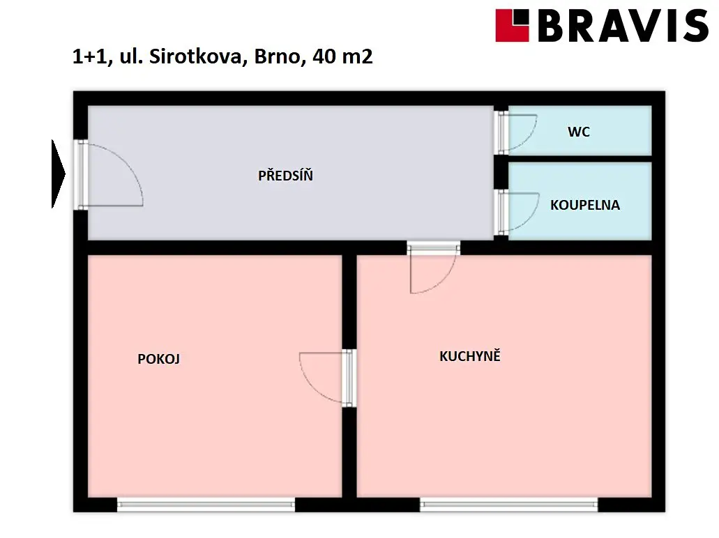 Pronájem bytu 1+1 40 m², Sirotkova, Brno - Žabovřesky