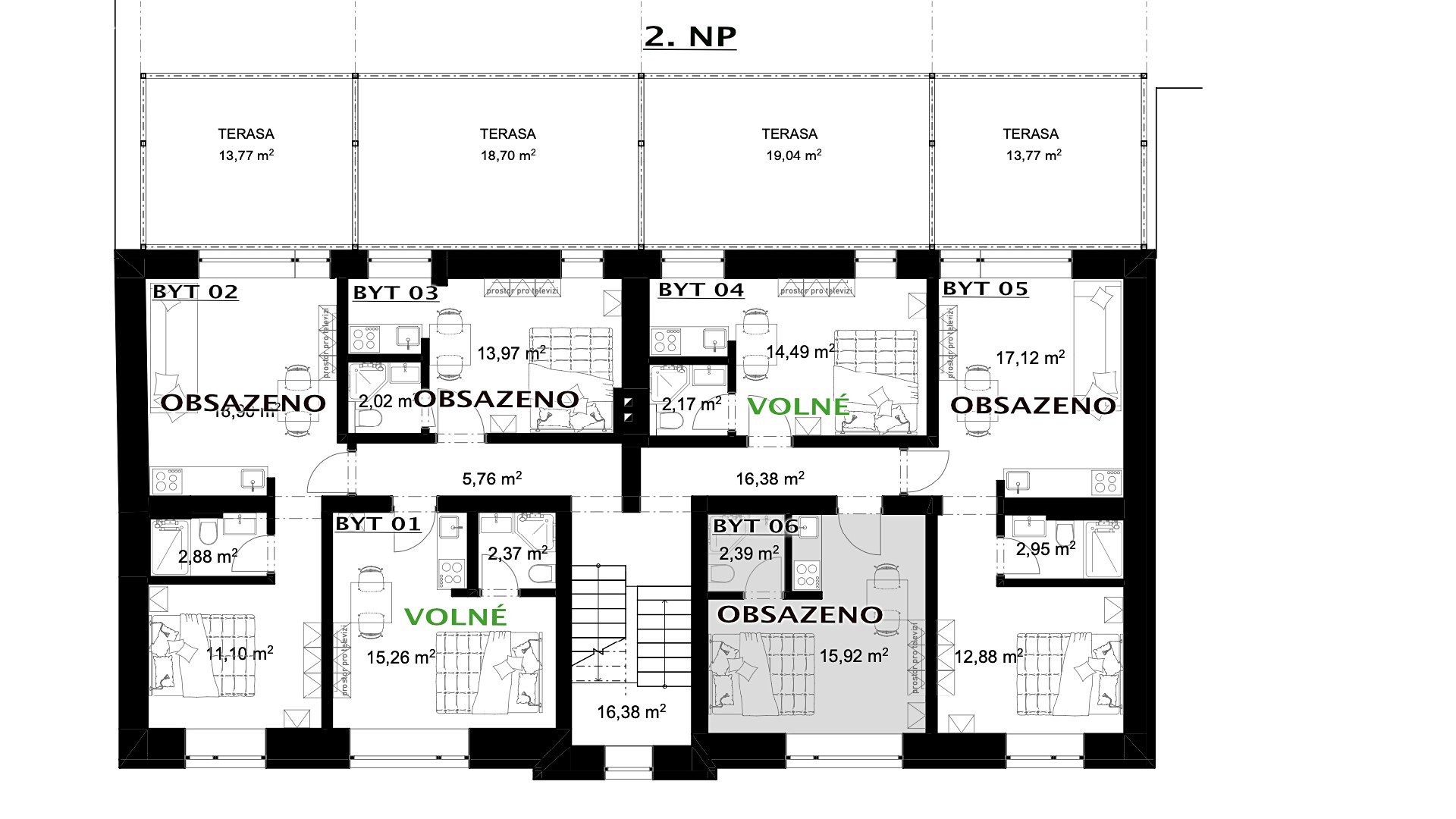 Pronájem bytu 1+kk 18 m², Nádražní, Orlová - Město