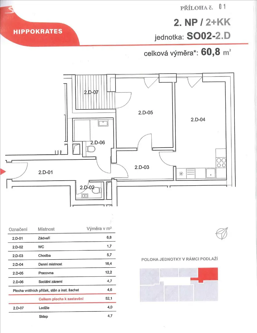 Pronájem bytu 2+kk 61 m², Vinařská, Brno - Pisárky