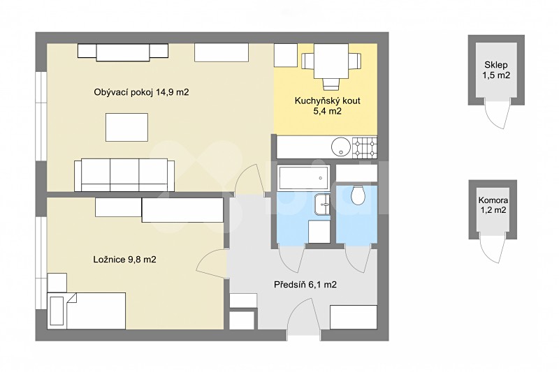 Pronájem bytu 2+kk 43 m², Zádušní, Mělník