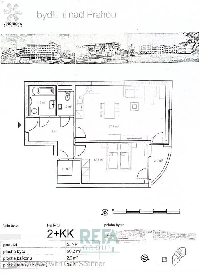 Pronájem bytu 2+kk 60 m², V zářezu, Praha 5 - Jinonice