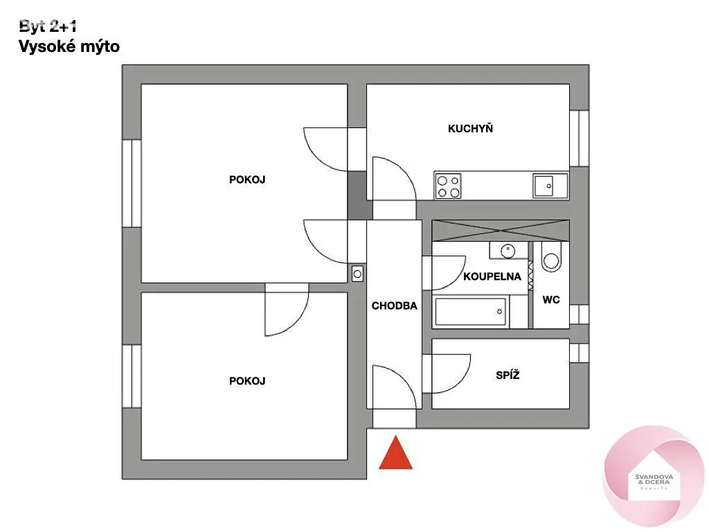 Prodej bytu 2+1 58 m², Ležáků, Vysoké Mýto - Litomyšlské Předměstí