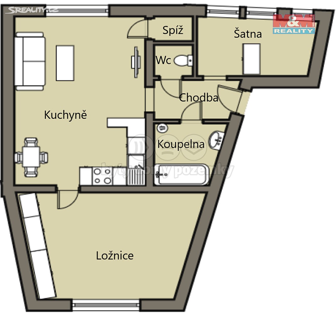 Pronájem bytu 2+kk 52 m², Jiráskova, Týn nad Vltavou