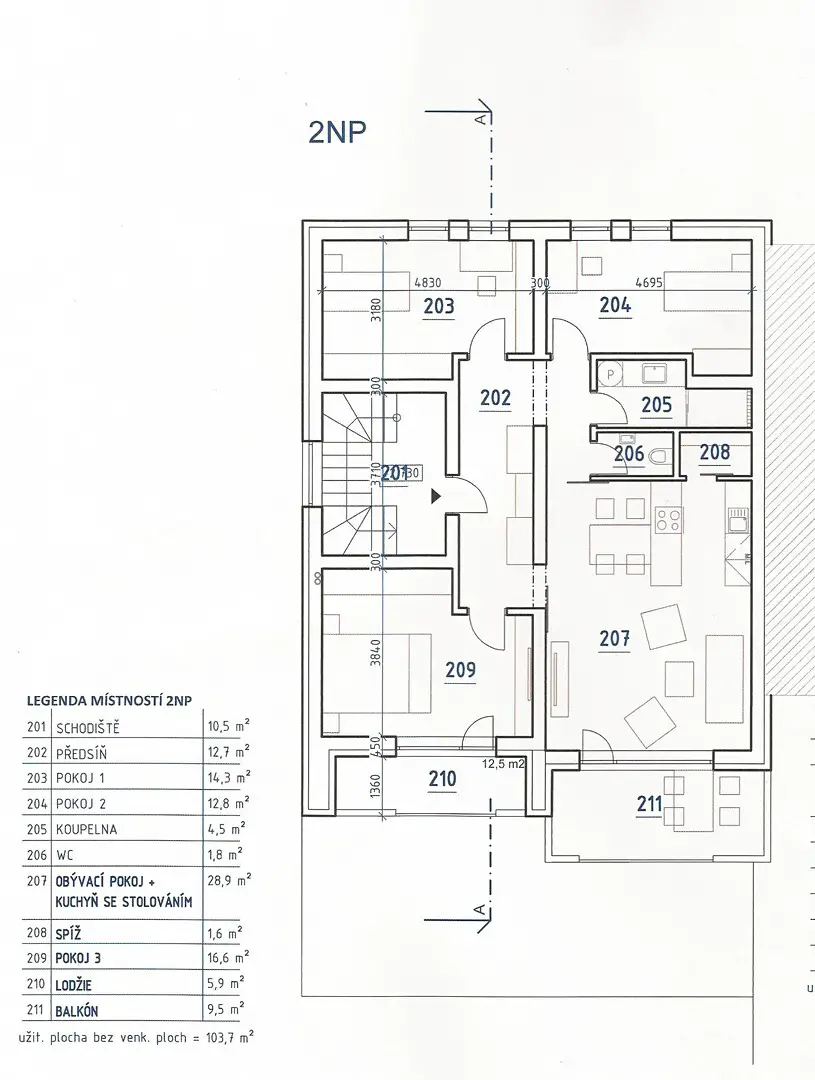Prodej bytu 4+kk 122 m², Hostěnice, okres Brno-venkov