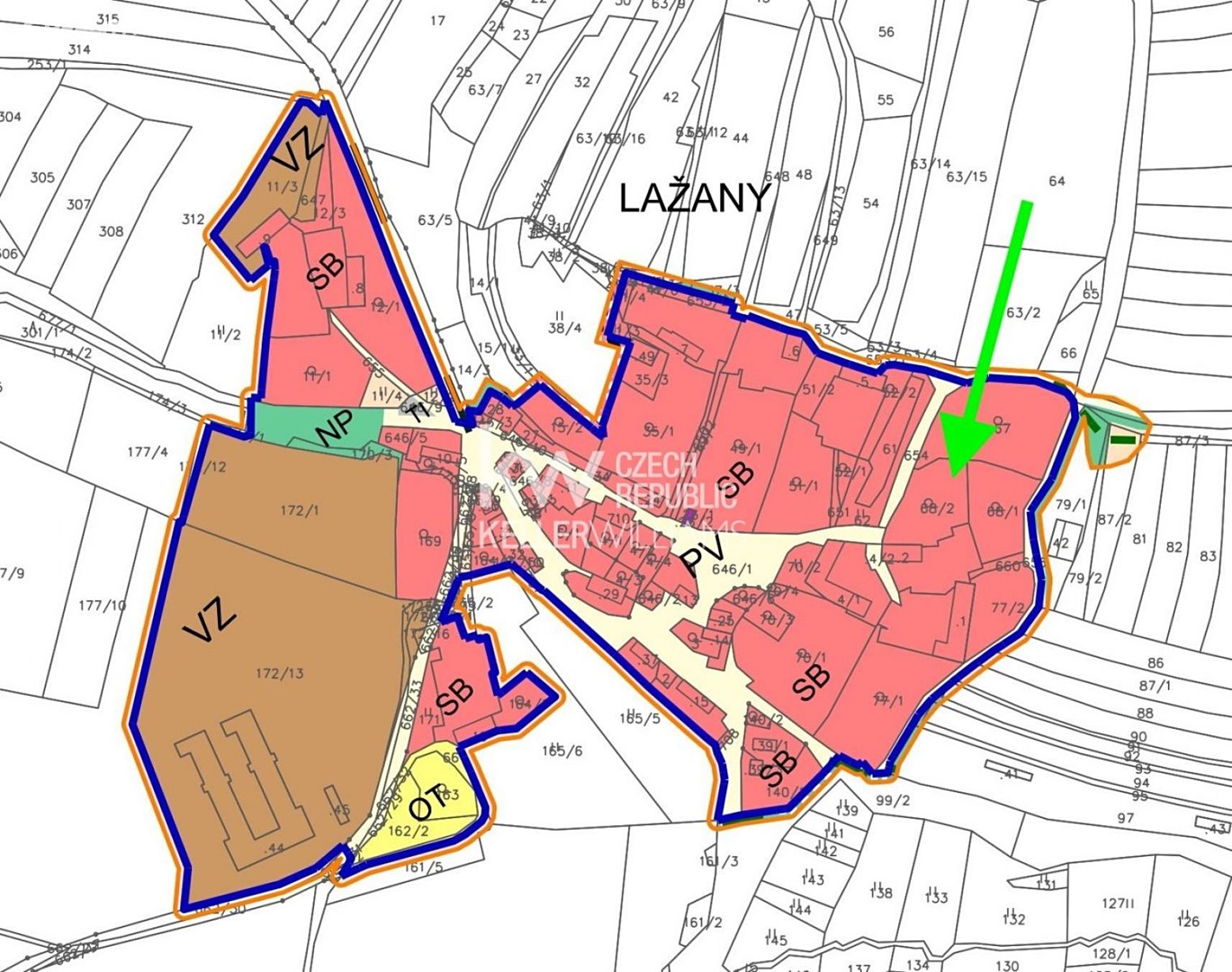 Prodej  stavebního pozemku 1 708 m², Radenín - Lažany, okres Tábor