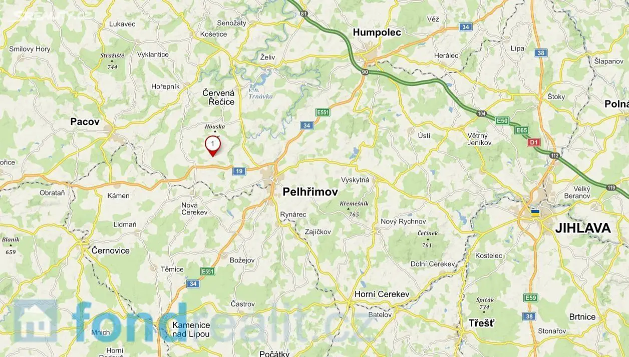 Prodej  pozemku 687 m², Pelhřimov - Pejškov, okres Pelhřimov