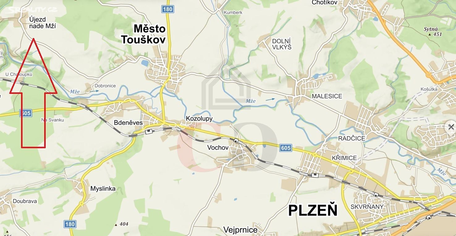 Prodej  stavebního pozemku 1 001 m², Újezd nade Mží, okres Plzeň-sever