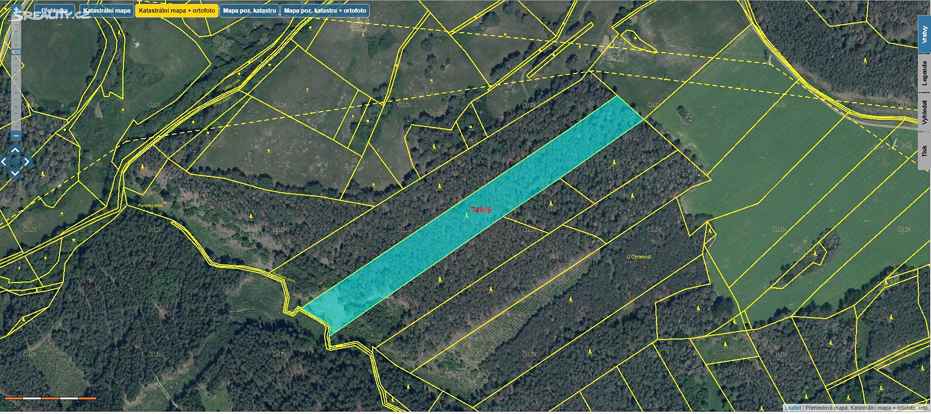 Prodej  lesa 32 679 m², Sedlčany, okres Příbram