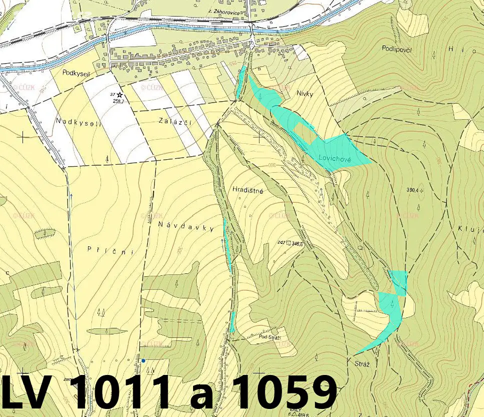 Prodej  lesa 20 562 m², Záhorovice, okres Uherské Hradiště
