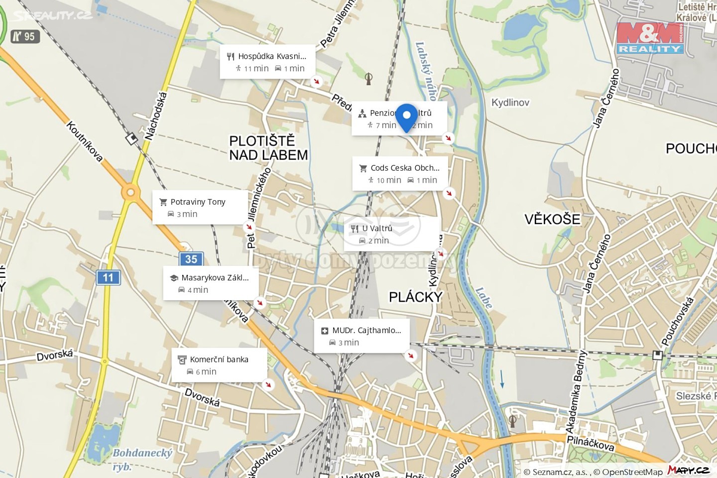 Prodej  louky 2 302 m², Předměřická, Hradec Králové - Plotiště nad Labem