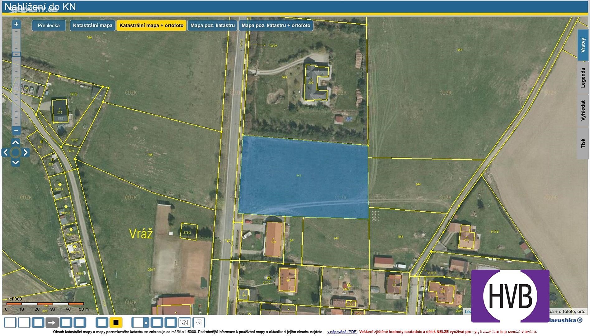 Prodej  stavebního pozemku 4 091 m², Vráž, okres Písek