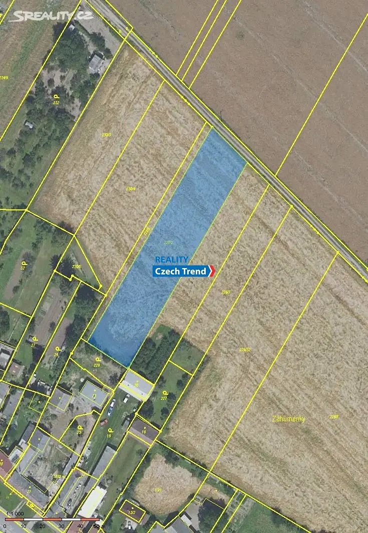 Prodej  stavebního pozemku 3 821 m², Křelov-Břuchotín - Břuchotín, okres Olomouc