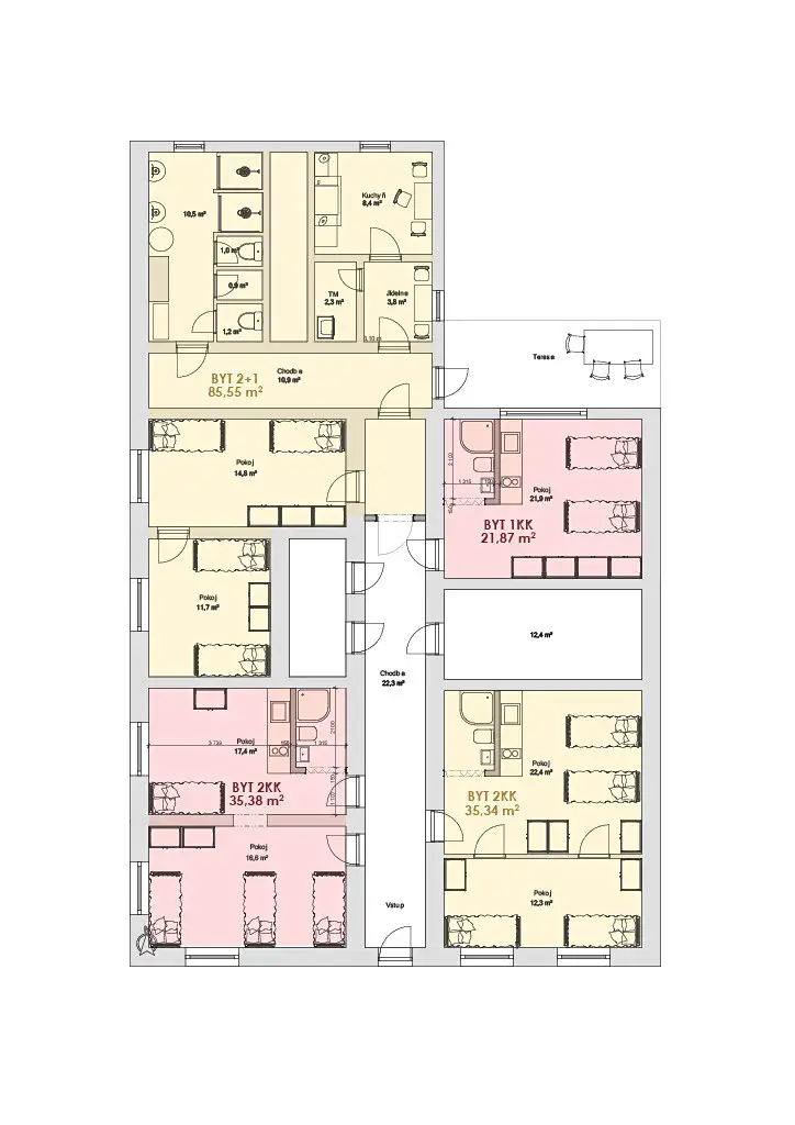 Pronájem bytu 2+kk 36 m², Holovousy, okres Jičín