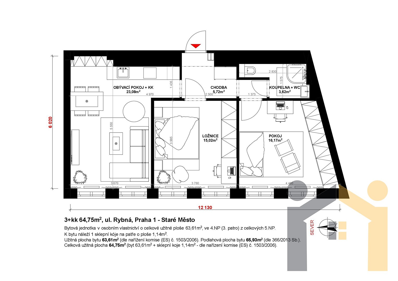 Prodej bytu 3+kk 65 m², Rybná, Praha 1 - Staré Město