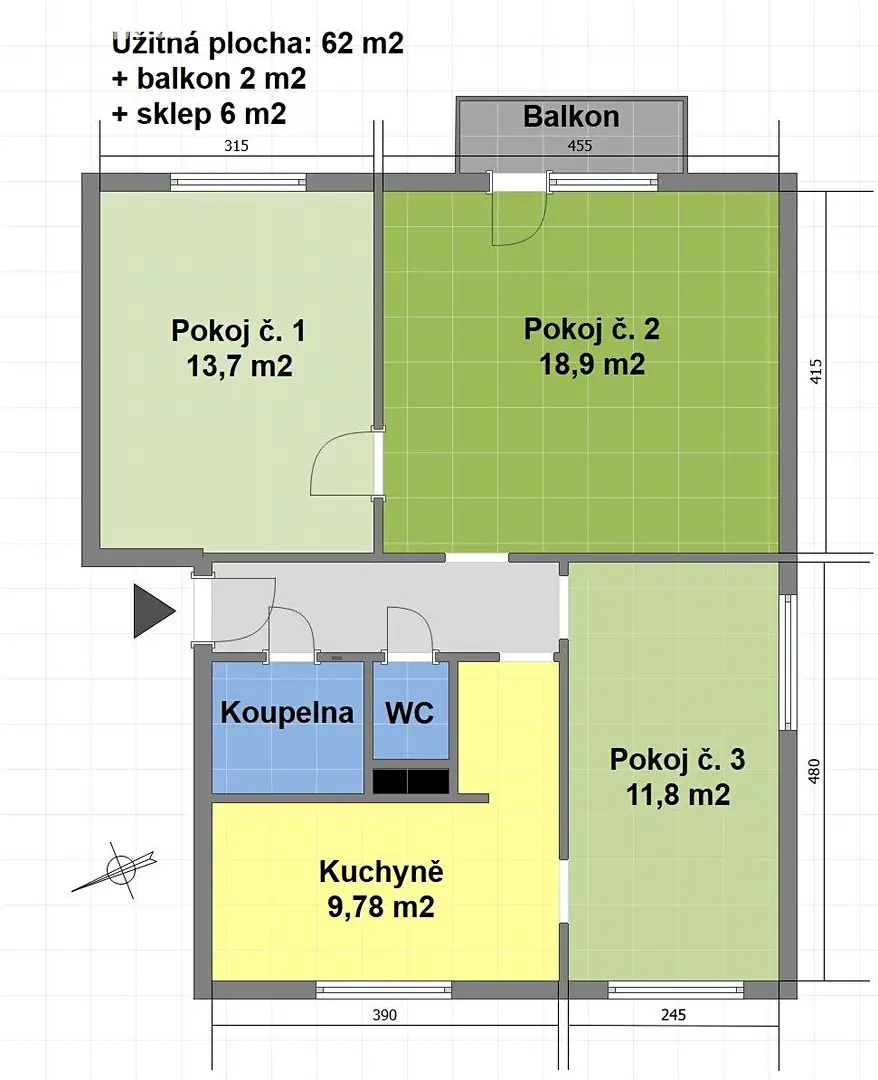 Prodej bytu 3+1 62 m², V Zahradách, Brandýs nad Orlicí