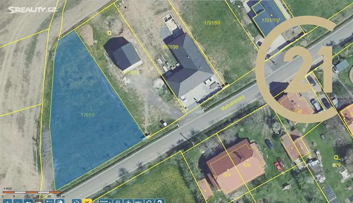 Prodej  stavebního pozemku 1 600 m², Malostranská, Hostomice