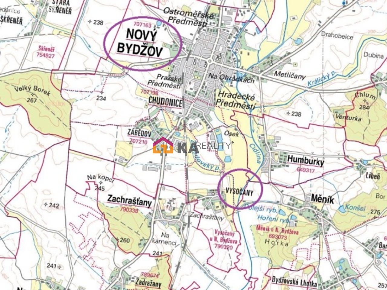 Prodej  pole 10 966 m², Nový Bydžov - Vysočany, okres Hradec Králové
