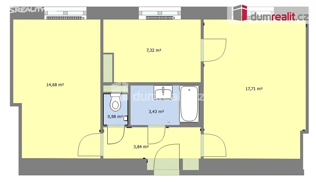 Pronájem bytu 2+1 49 m², Studentská, Mělník