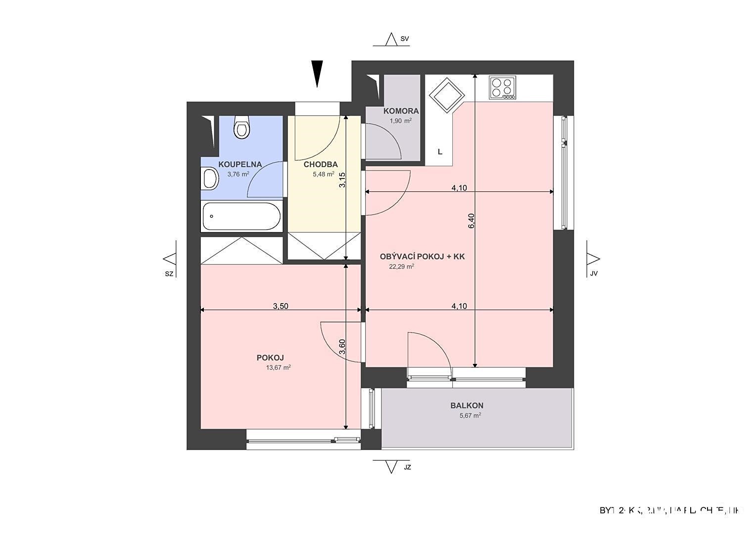 Pronájem bytu 2+kk 54 m², Antonína Petrofa, Hradec Králové - Nový Hradec Králové