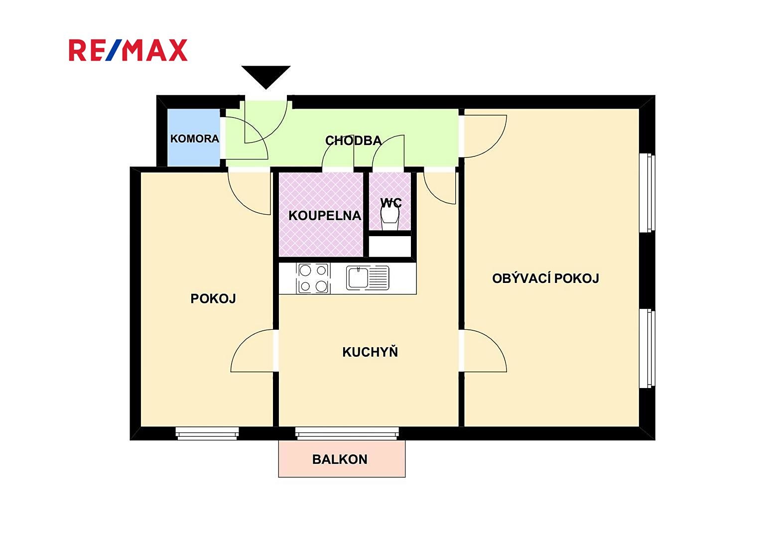 Prodej bytu 2+1 52 m², U Stadionu, Chrudim - Chrudim III