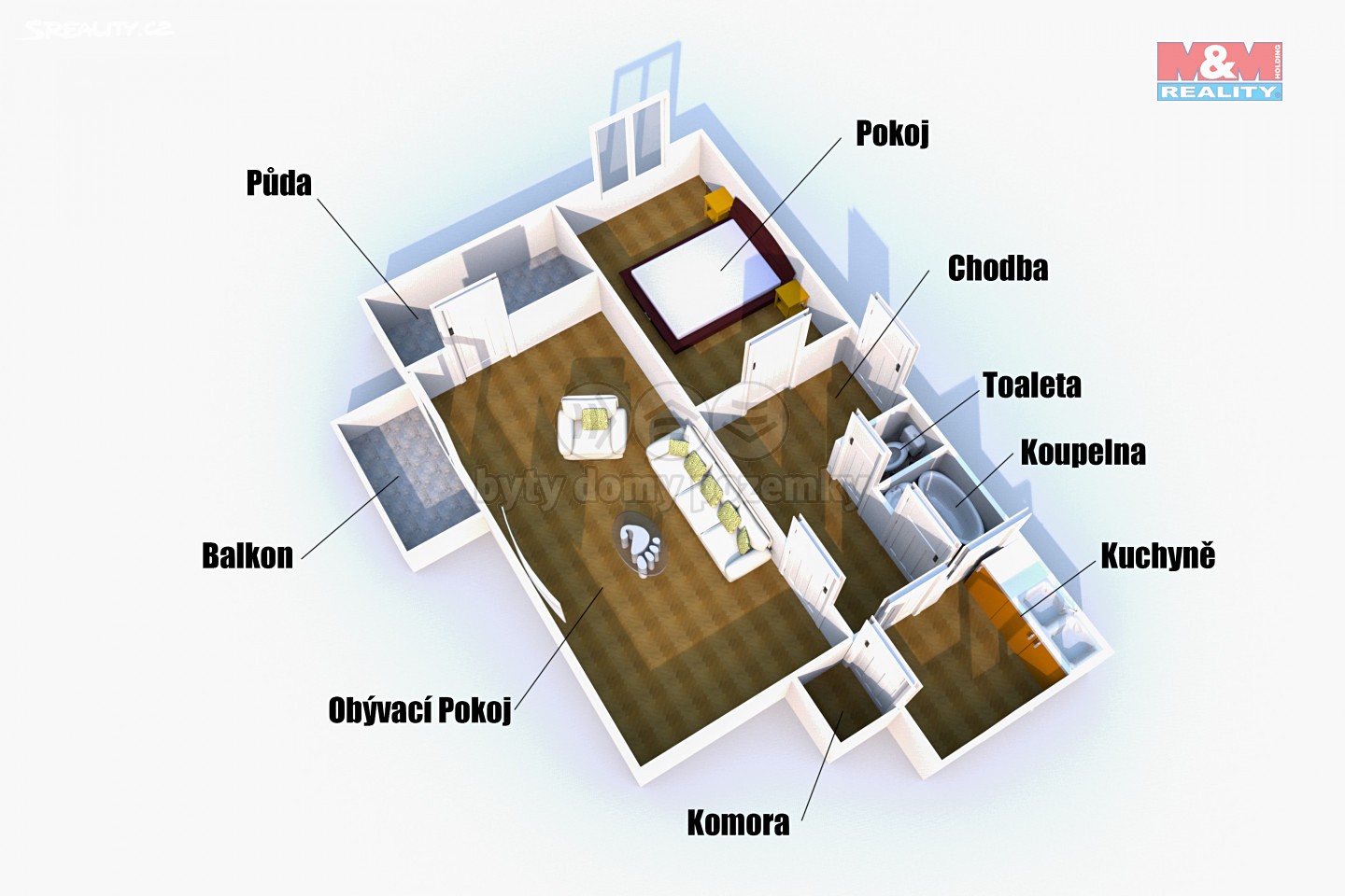Prodej bytu 2+1 72 m², Strakonice - Modlešovice, okres Strakonice