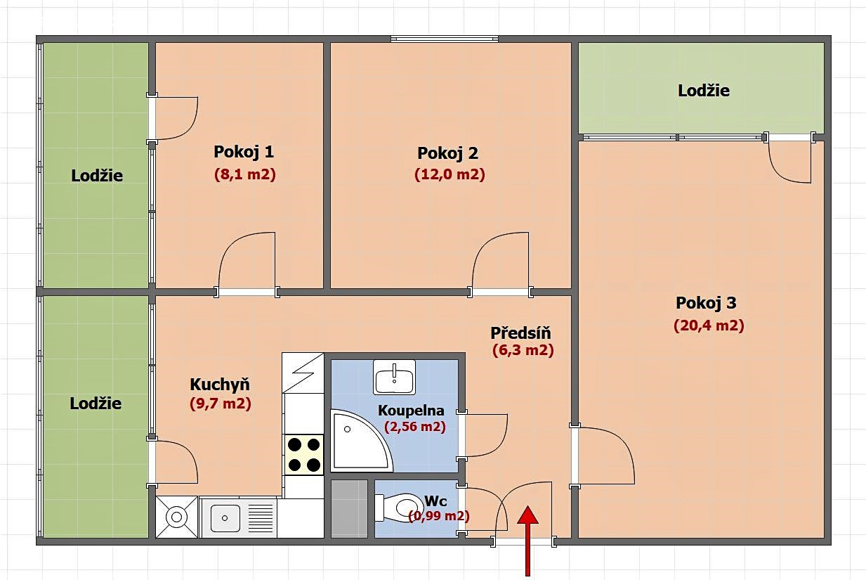 Prodej bytu 3+1 75 m², Střížkovská, Praha 9 - Střížkov
