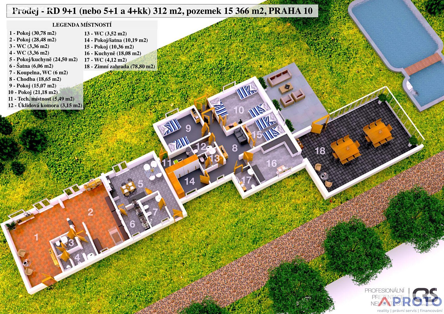 Prodej  rodinného domu 312 m², pozemek 15 366 m², Praha 10 - Královice