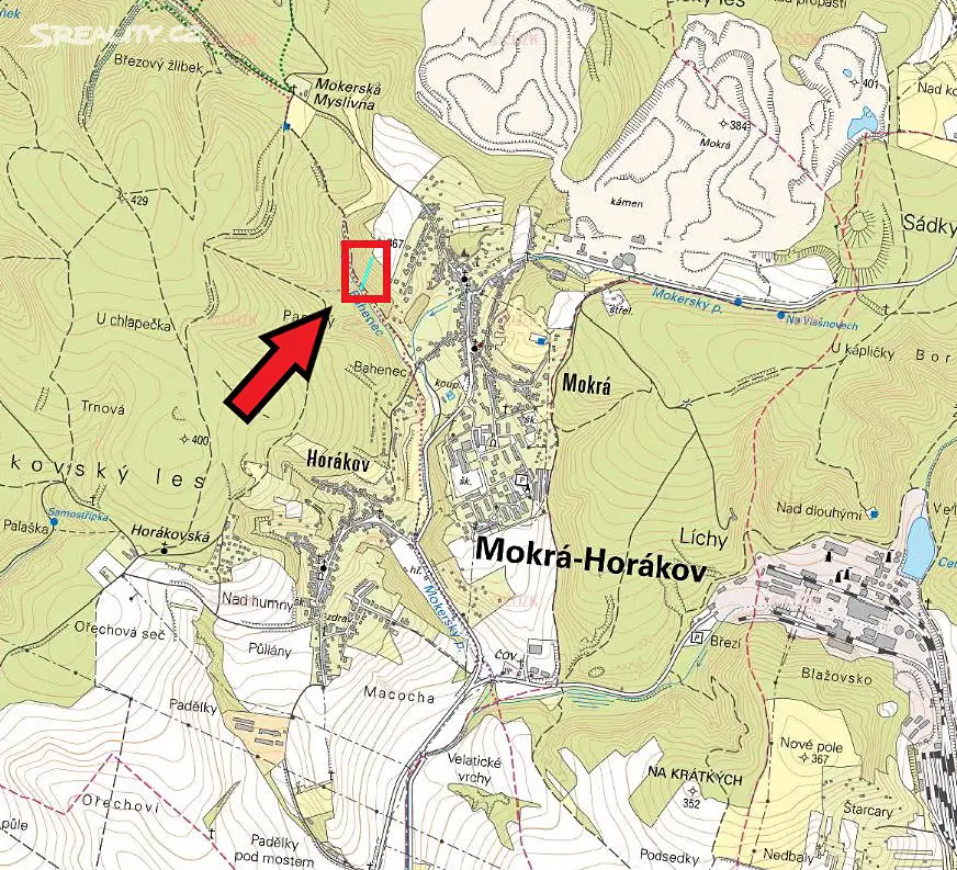 Prodej  lesa 1 446 m², Mokrá-Horákov - Mokrá, okres Brno-venkov