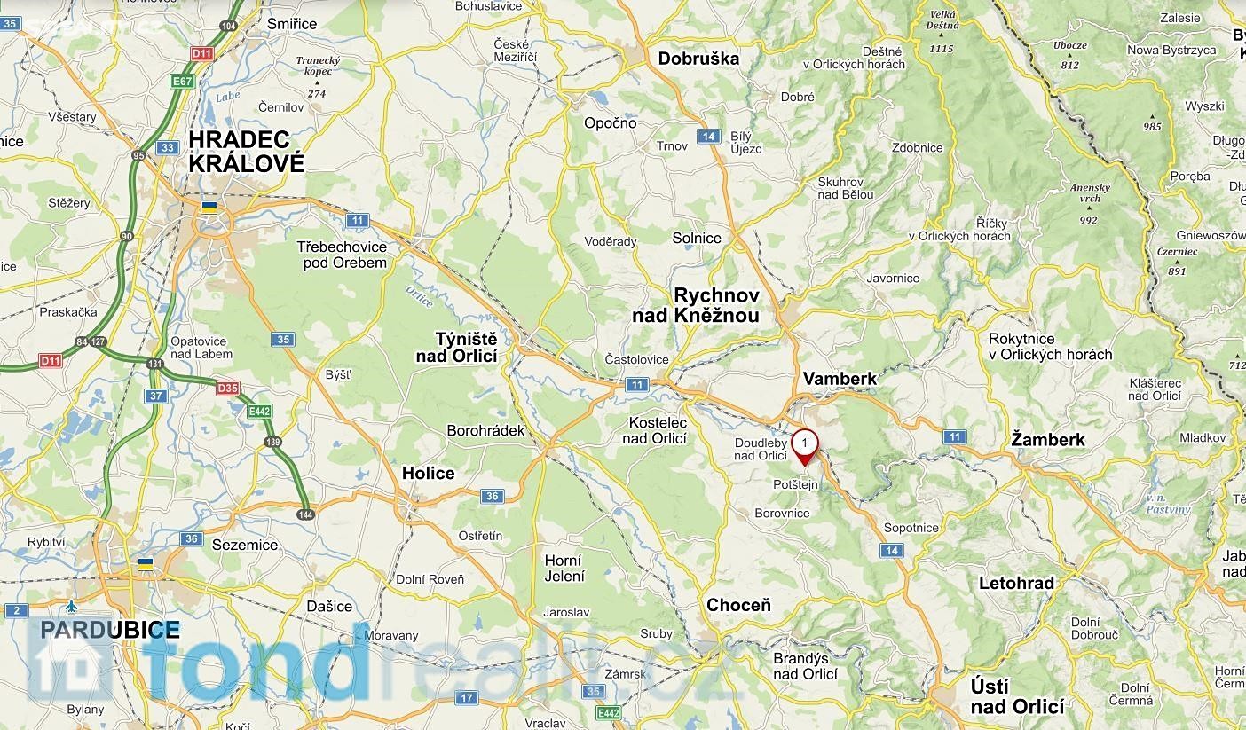Prodej  pozemku 568 m², Potštejn, okres Rychnov nad Kněžnou