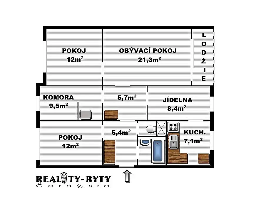 Prodej bytu 3+1 85 m², Dlážděná, Liberec - Liberec XXX-Vratislavice nad Nisou