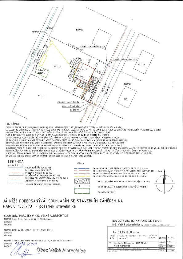 Prodej  stavebního pozemku 972 m², Velké Albrechtice, okres Nový Jičín