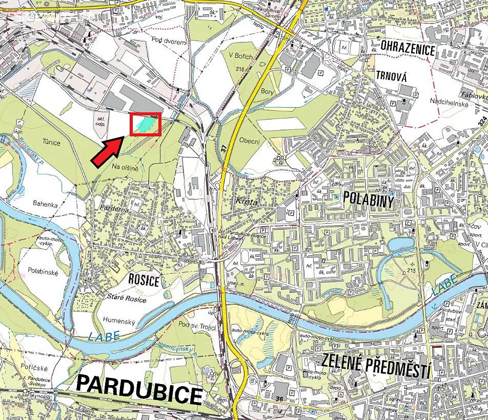 Prodej  lesa 1 652 m², Pardubice - Rosice, okres Pardubice