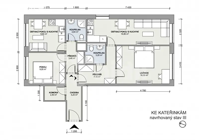 Prodej bytu 4+1 81 m², Ke Kateřinkám, Praha 4 - Chodov