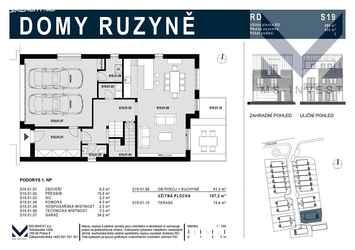 Prodej  rodinného domu 285 m², pozemek 425 m², Ztracená, Praha 6 - Ruzyně