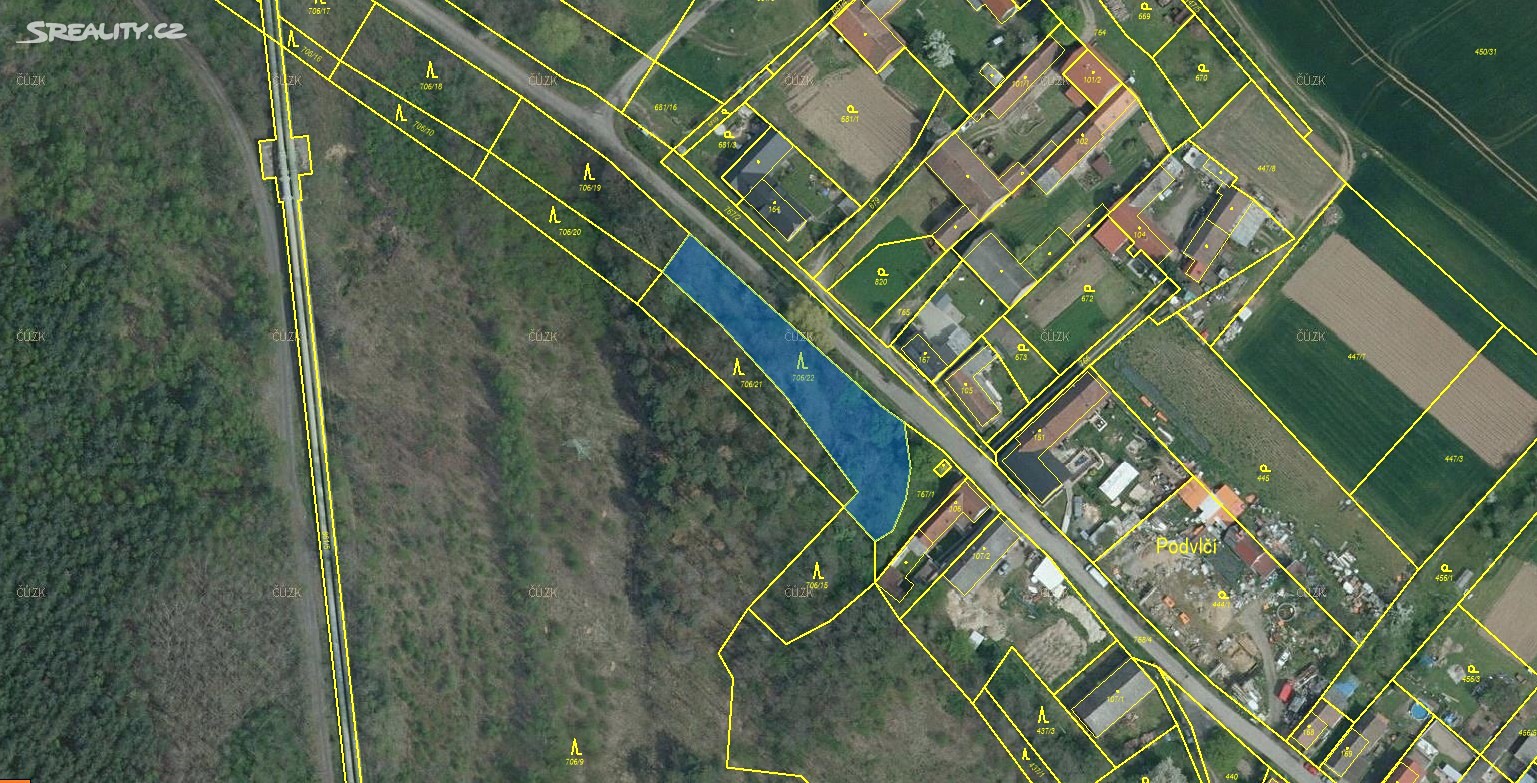 Prodej  lesa 2 041 m², Dolní Beřkovice, okres Mělník