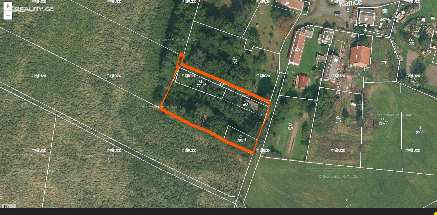 Prodej  stavebního pozemku 2 061 m², Petrovice - Kanice, okres Hradec Králové