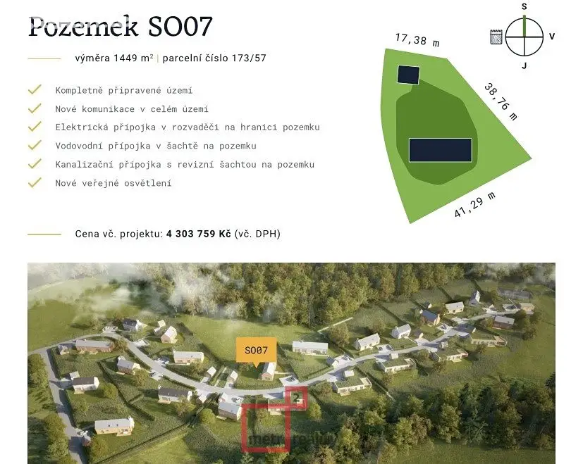 Prodej  stavebního pozemku 1 449 m², Bouzov, okres Olomouc