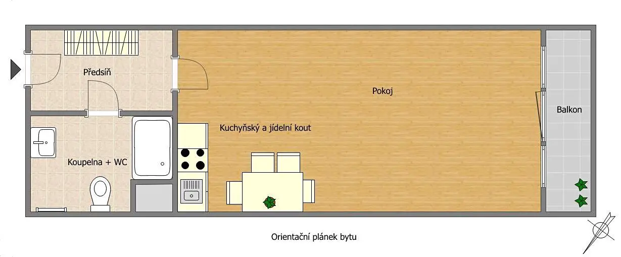 Pronájem bytu 1+kk 44 m², Kakosova, Praha 5 - Řeporyje