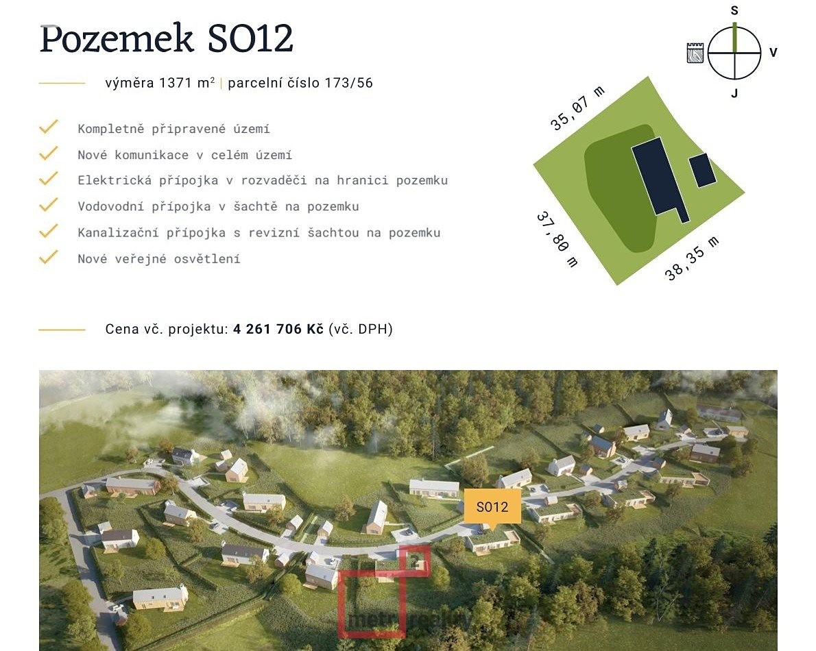 Prodej  stavebního pozemku 1 371 m², Bouzov, okres Olomouc
