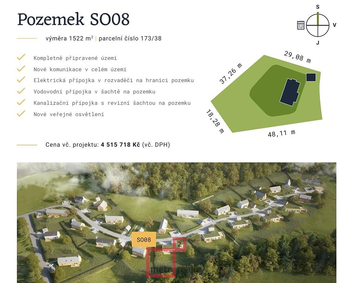 Prodej  stavebního pozemku 1 522 m², Bouzov, okres Olomouc
