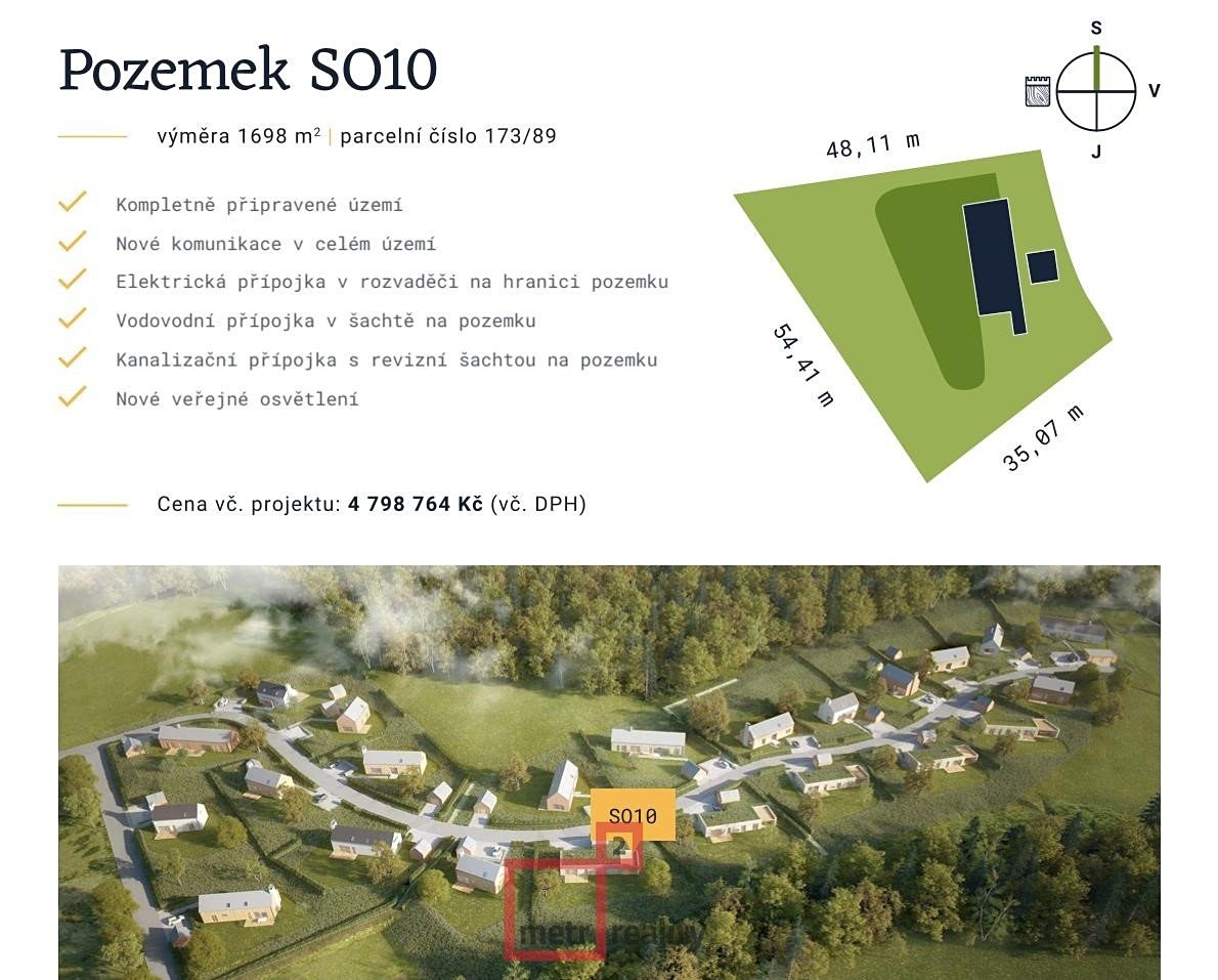Prodej  stavebního pozemku 1 698 m², Bouzov, okres Olomouc