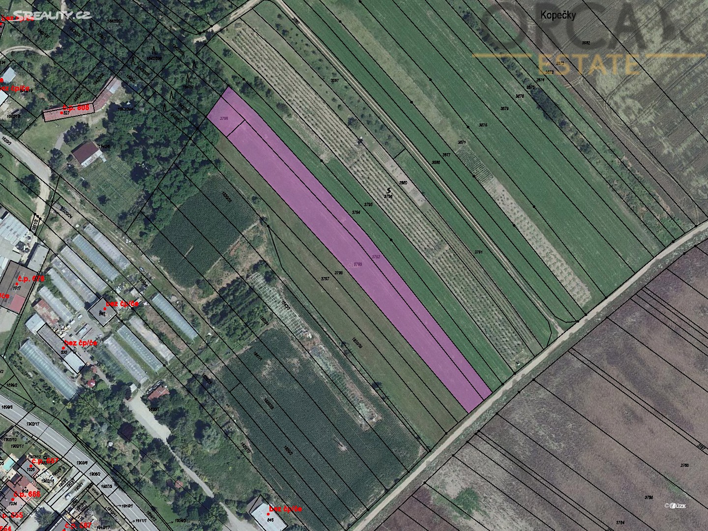 Prodej  stavebního pozemku 4 413 m², Vranovice, okres Brno-venkov